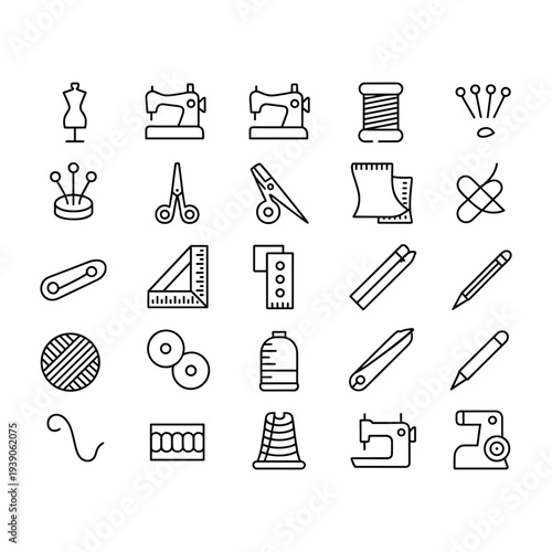 Sewing and tailoring icons craft supply kit