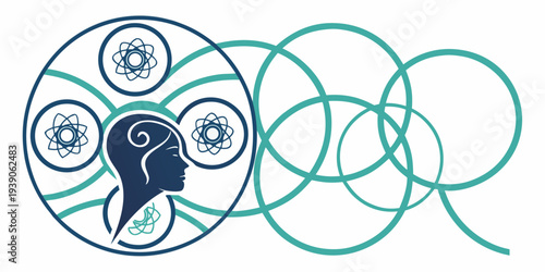 Abstract illustration of interconnected consciousness and thought loops