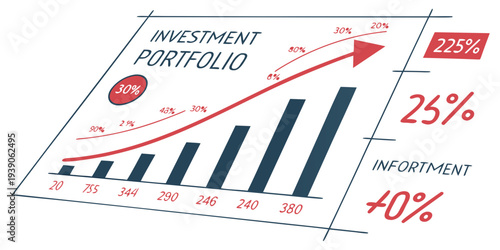 Growth of an investment portfolio over a five-year period with performance metrics