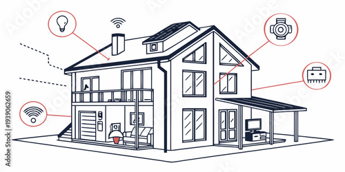 Smart home automation system components installed in a residential building