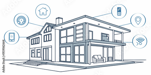 Smart home illustration showcasing modern home automation technology features