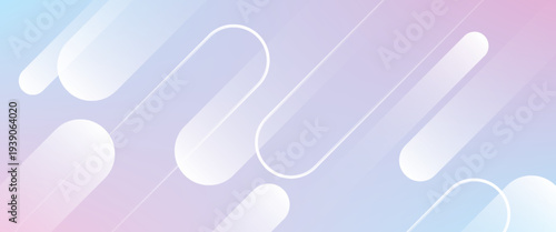 Modern Soft Pastel Gradient Geometric Background. An elegant vector illustration featuring dynamic layered diagonal rounded shapes in blue, lavender, and pink hues. Perfect for feminine branding,