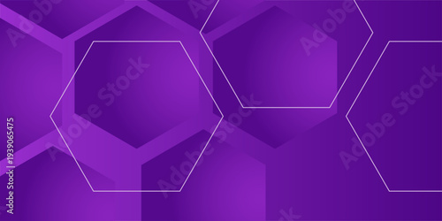 Modern banner purple background with hexagon lines. Vector eps10