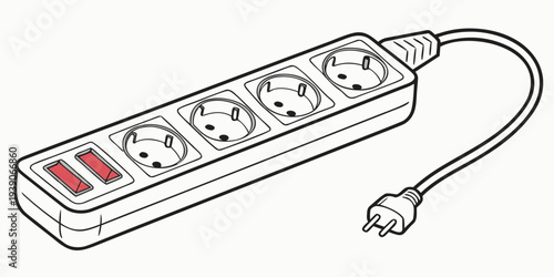 A multi-outlet power strip with four sockets and an indicator light for power status