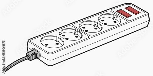 A multi-outlet power strip with four sockets and a built-in on-off switch