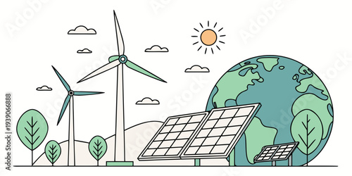 Harmonious blend of renewable energy sources powering a sustainable planet