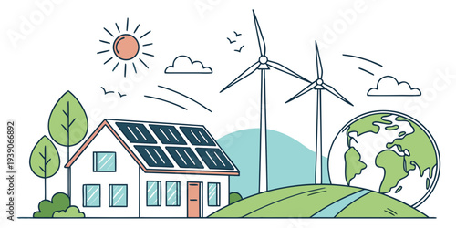 Sustainable living with renewable energy sources in a modern household setting