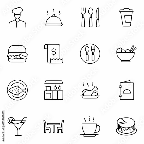 Restaurant icons set