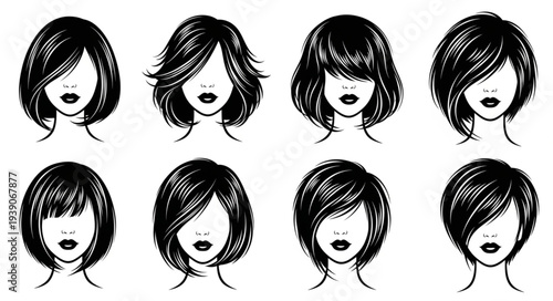 Collection of eight short bob hairstyles for women.
