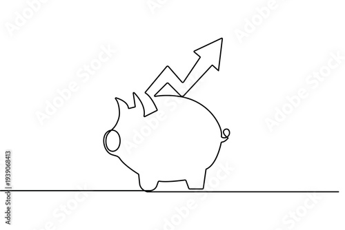 Money box piggy bank continuous single line drawing minimalist vector outline design