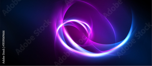 Abstract swirls, vibrant purple, blue hues create dynamic energy. Smooth gradients, flowing lines suggest movement, depth.