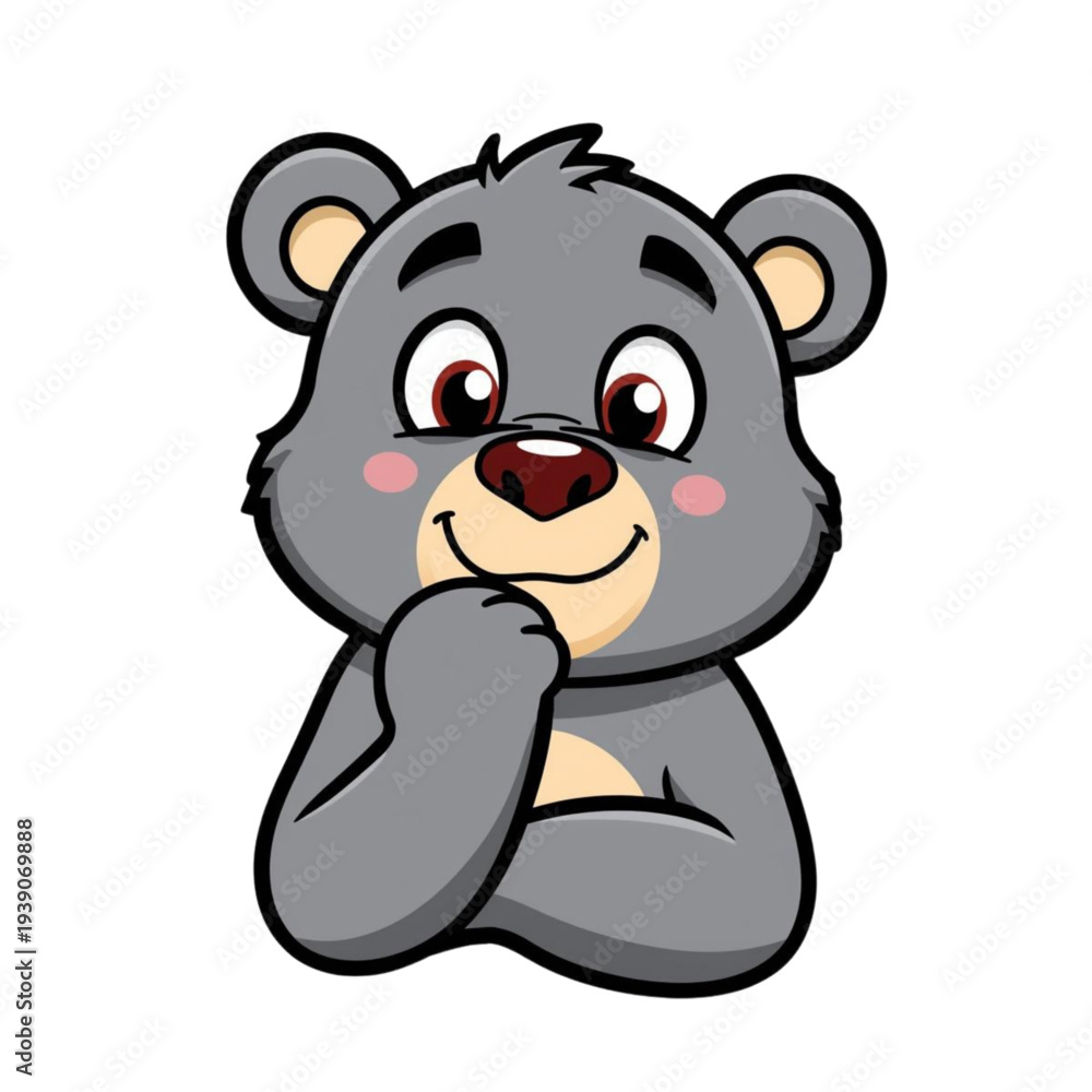 Obraz premium Cute Bear Mascot Thinking Pose Cartoon Character