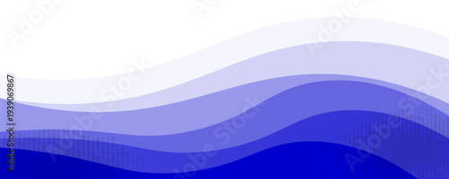 Abstract White and blue wave wide background banner. vector illustration