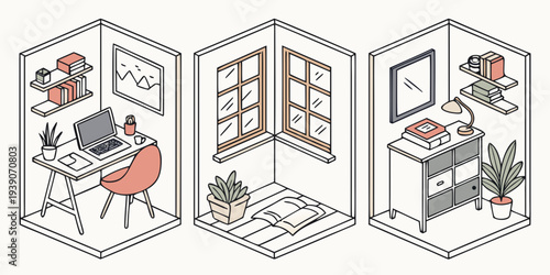 Evolution of a cozy reading nook from traditional to modern and minimalist styles