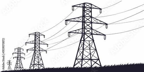 Tall power transmission towers against a clear sky backdrop