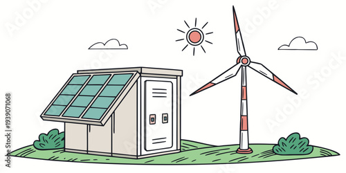 Sustainable energy sources combining solar and wind power generation in a rural setting