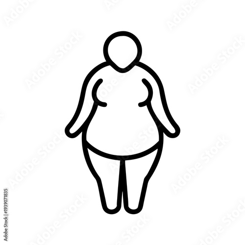 Thick Silhouette Icon — Body Weight, Before Diet and Weight Loss Concept Symbol