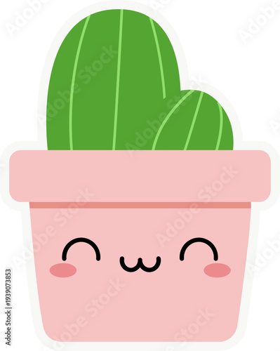 Cute Kawaii Cactus in Pink Pot
