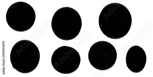 A collection of seven black ellipses on a white background