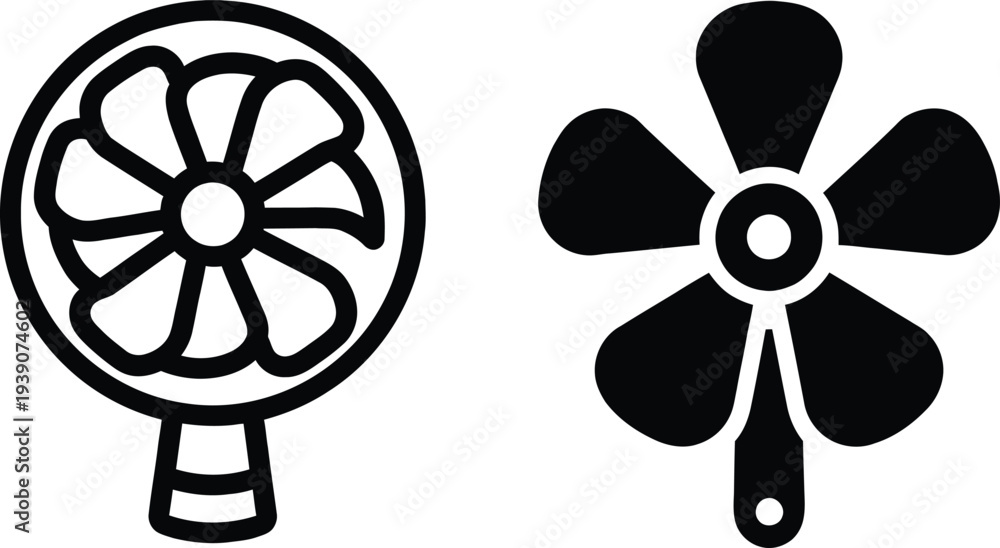 Obraz premium Set of 2 fan icons vector