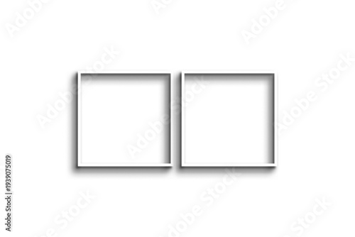 Quadro su tela Two empty white picture frames side by side on a transparent background