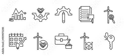 Icon pack of Lifecycle Strategy outline vector style for product lifecycle management hazard analysis critical control points creative design elements multiple thickness variations