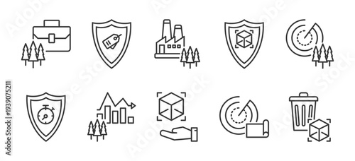 Icon pack of Product Evolution outline vector style for product lifecycle management hazard analysis critical control points creative design elements multiple thickness variations