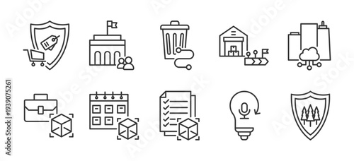 Icon pack of Manufacturing Excellence outline vector style for product lifecycle management hazard analysis critical control points creative design