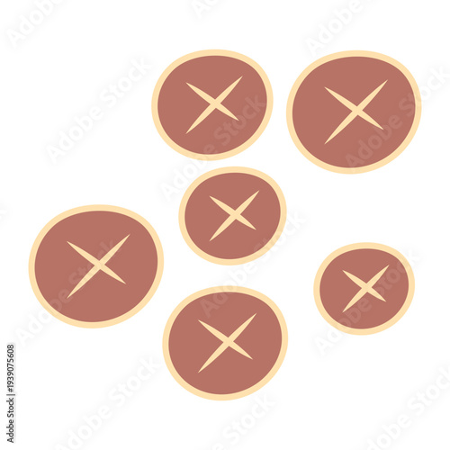 Street Food Meatball Bowl and Skewer Icon Set, Asian Street Food Meatball Illustration Set