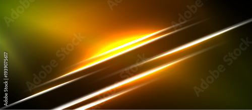 Abstract lines intersect, creating bright orange glow against dark background. Vivid colors suggest energy, motion, futuristic design.