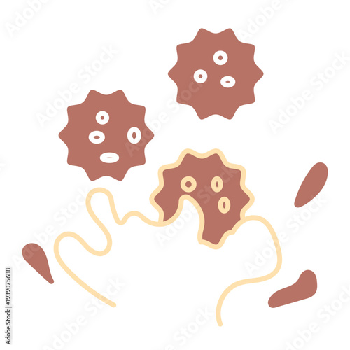 Street Food Meatball Bowl and Skewer Icon Set, Asian Street Food Meatball Illustration Set