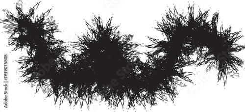 Abstract black ink splatter art on white background creating a unique visual effect