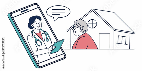 Telehealth consultation between a doctor and a patient at home