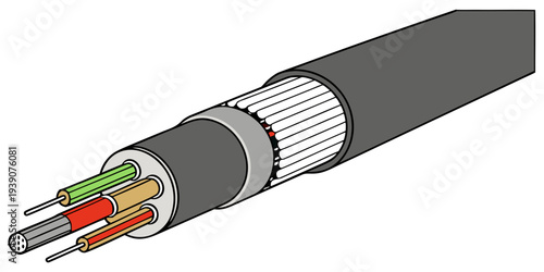 Shielded multi-core electrical cable with color-coded conductors for wiring applications