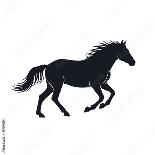 Silhouette of a running horse, perfect for logos and design projects.