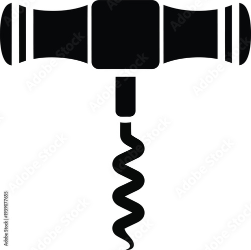 Illustration of Corkscrew Icon Wine Bottle Opener Silhouette