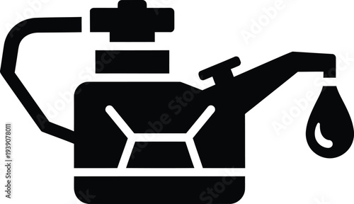 Oil Can Icon Dripping Oil Drop Vector Illustration