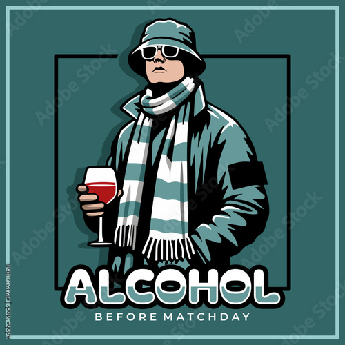 ultras hooligan football fans drinking beer vector illustration design