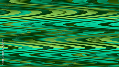 Abstract wavy zigzag line pattern in green teal and yellow shades dynamic repetitive gradient design modern digital art background