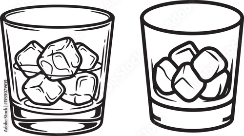 Whiskey glass with ice cubes refreshing cold drink vector illustration refreshing beverage summer refreshment alcohol drink