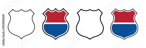 US Route signs vector illustration, Interstate highway shield icons, United States road navigation markers