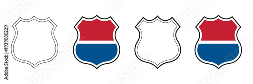 US Route signs vector illustration, Interstate highway shield icons, United States road navigation markers