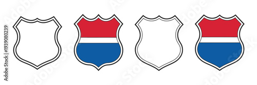 US Route signs vector illustration, Interstate highway shield icons, United States road navigation markers