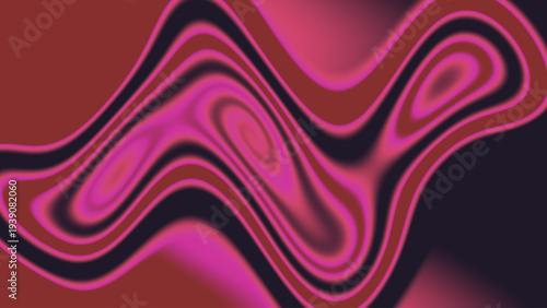 Abstract wavy fluid ribbon shapes in vibrant pink and purple with concentric oval forms on dark gradient background digital art