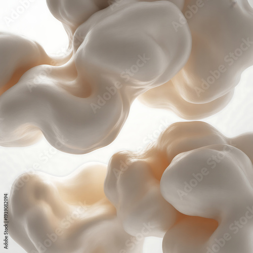 A close-up view of white clouds with a smooth, puffy texture against a bright background