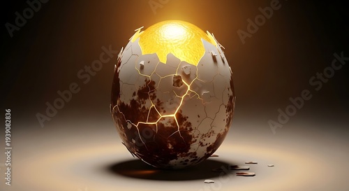 Cracked Egg with Glowing Interior.