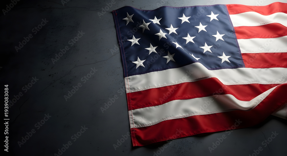 Fototapeta premium American flag on dark background with stars and stripes