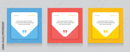 Quote frames blank templates set. Set of speech bubble quotes template. Textbox isolated on a color background. Testimonials text in brackets, citation empty quote bubbles.	