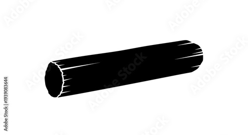 Black cylindrical object with white lines on a plain background representing a simple industrial or architectural element