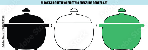 Black white and green pressure cooker silhouette